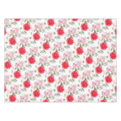 Boho Pink & Green Watercolor Sommer-Blume Tischdecke (Vorderseite (Horizontal))