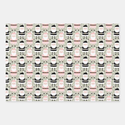 Boho Pink Green Weihnachtsfeiertag Geschenkpapier Set (Vorderseite)