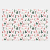 Boho Pink Green Whimsical Weihnachtsbaumen der Sai Geschenkpapier Set (Vorderseite 3)