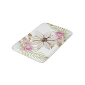 Boho Pink Green White Brown Floral Elegant Badematte (Schrägansicht)