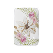 Boho Pink Green White Brown Floral Elegant Badematte (Vorderseite Vertikal)