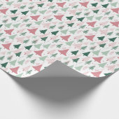 Boho Pink Grüne Weihnachtsbaumen Urlaub Geschenkpapier (Ecke)