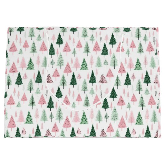 Boho Pink Grüne Weihnachtsbaumen Urlaub Große Geschenktüte (Vorderseite)
