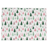 Boho Pink Grüne Weihnachtsbaumen Urlaub Große Geschenktüte (Rückseite)