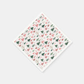 Boho Pink Grüne Weihnachtsbaumen Weihnachtsfeierta Serviette (Ecke)