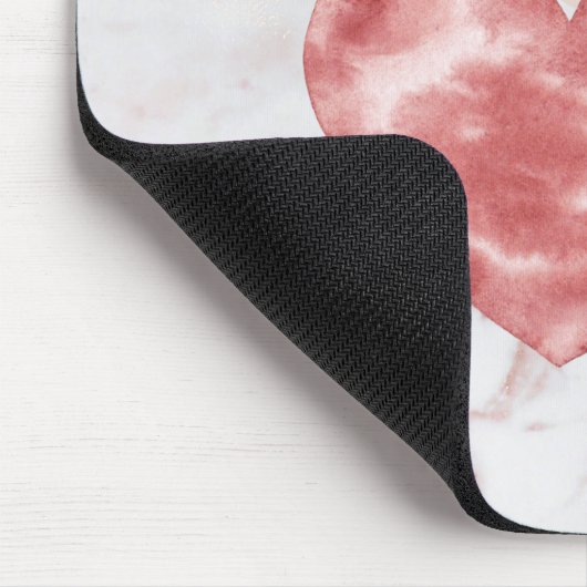 Boho Pink Heart Feathers Daisy Marble Pattern Mousepad (Ecke)