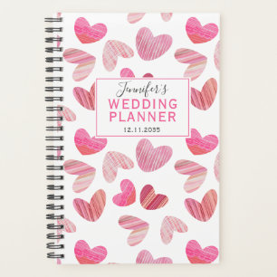 Boho Pink Heart Muster Hochzeitsplaner Planer
