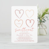 Boho Pink Hearts Sweetheart Baby Shower by Mail Einladung (Stehend Vorderseite)