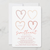 Boho Pink Hearts Sweetheart Baby Shower by Mail Einladung (Vorderseite)