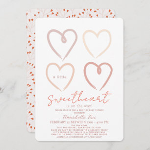 Boho Pink Hearts Sweetheart Drive by Baby Shower Einladung