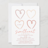 Boho Pink Hearts Sweetheart Virtual Baby Dusche Einladung (Vorderseite)