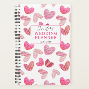 Boho Pink Herz über Pattern Hochzeitsplaner Planer