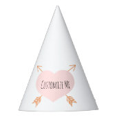 Boho Pink Herz und Pfeile Partyhütchen (Vorderseite)