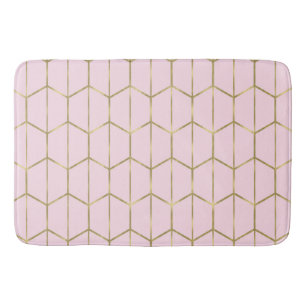 Boho Pink Hexagon Gold & Geometric Glam Badematte