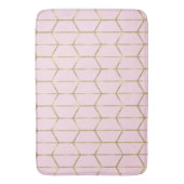 Boho Pink Hexagon Gold & Geometric Glam Badematte (Vorderseite Vertikal)