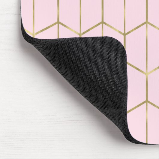 Boho Pink Hexagon Gold & Geometric Glam Mousepad (Ecke)