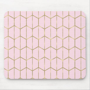 Boho Pink Hexagon Gold & Geometric Glam Mousepad