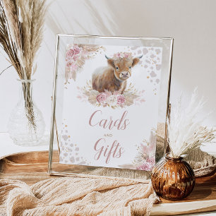 Boho Pink Highland Cow Cards & Gifts-Zeichen Poster