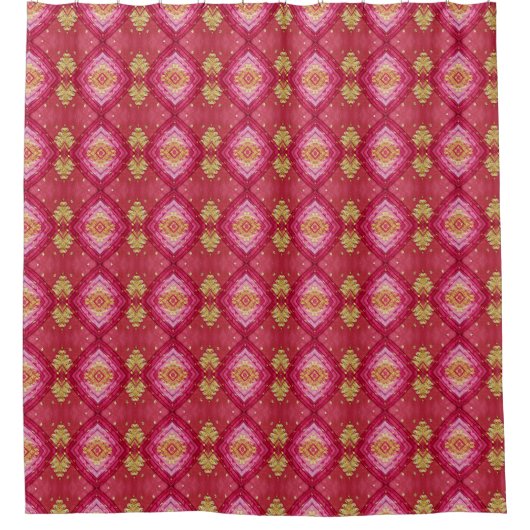 Boho Pink Indian Embroidery Pattern Duschvorhang (Vorderseite)