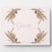 Boho Pink Individuelle Name Tabletop Plaque mit Ea Fotoplatte (Vorderseite)