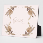 Boho Pink Individuelle Name Tabletop Plaque mit Ea Fotoplatte (Seite)