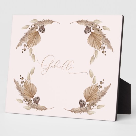 Boho Pink Individuelle Name Tabletop Plaque mit Ea Fotoplatte (Seite)