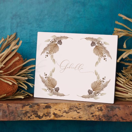 Boho Pink Individuelle Name Tabletop Plaque mit Ea Fotoplatte (Seite)