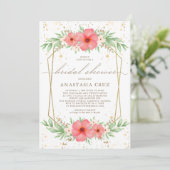 Boho Pink & Ivory Greenery Brautparty Einladung (Stehend Vorderseite)
