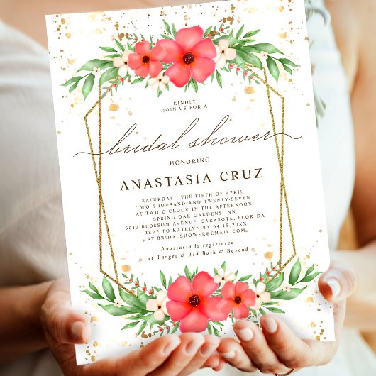 Boho Pink & Ivory Greenery Brautparty Einladung