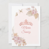 Boho Pink Kleid Mexikanische Prinzessin Quinceañer Einladung (Rückseite)