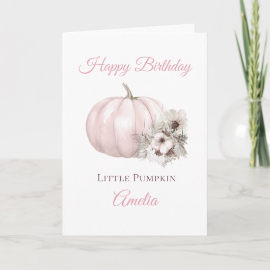 Boho Pink Kürbis 1. Geburtstag Karte (Vorderseite)