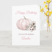 Boho Pink Kürbis 1. Geburtstag Karte (Gelbe Blume)