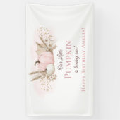 Boho Pink Kürbis 1. Geburtstagsbegrüßung Banner (Vertikal)
