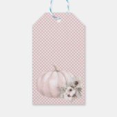 Boho Pink Kürbis Gingham 1. Geburtstag Geschenkanhänger (Rückseite)
