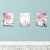 Boho Pink Landschaft Mauer Set von 3 (Holzboden)
