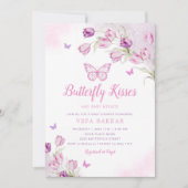 Boho Pink Lila Floral Butterfly Girl Babydusche Einladung (Vorderseite)