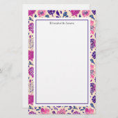 Boho Pink + Lila florales Ombre Muster Briefpapier (Vorne/Hinten)