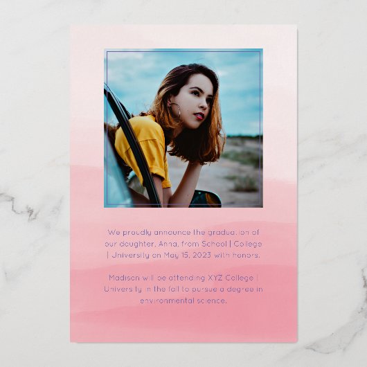 Boho Pink | Lila Wildblumen für Aquarellfarben Folieneinladung (Rückseite)