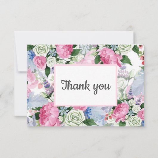 Boho pink lilac blue Floral Post Gastgeschenk Hoch RSVP Karte (Vorderseite)