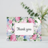 Boho pink lilac blue Floral Post Gastgeschenk Hoch RSVP Karte (Stehend Vorderseite)
