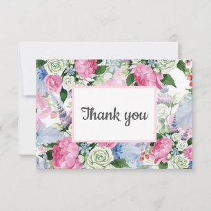 Boho pink lilac blue Floral Post Gastgeschenk Hoch RSVP Karte