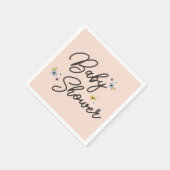 Boho Pink Little Lady Spring Flowers Babydusche Serviette (Ecke)