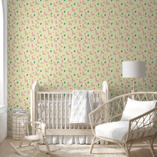 Boho Pink Llama Rainbows Yellow Baby Girl Kinderzi Tapete