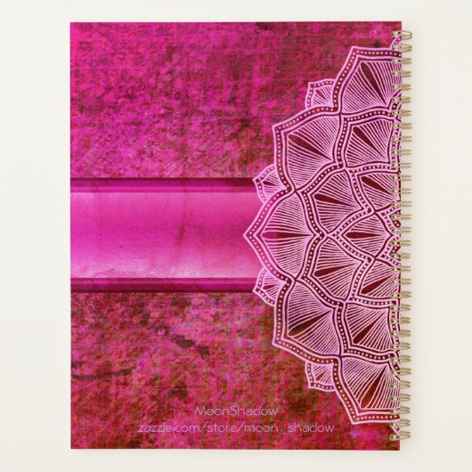 Boho Pink Mandala Grosser Planer (Rückseite)