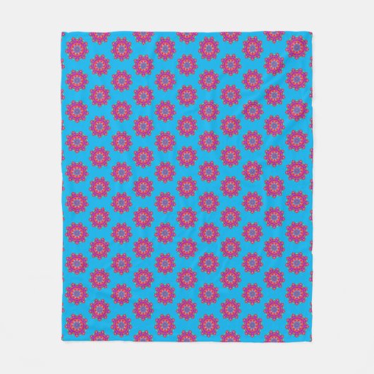 Boho Pink Mandala Pattern Fleece Blanket (Vorderseite)