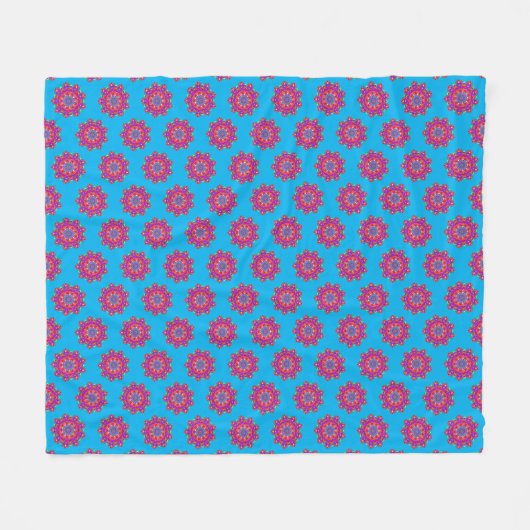 Boho Pink Mandala Pattern Fleece Blanket (Vorderseite (Horizontal))