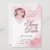 Boho Pink Maroon Moon Mandala Save the Date Einladung (Vorderseite)