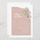 Boho Pink Minimal Arch Miss an Mrs. Brautparty Einladung (Vorne/Hinten)