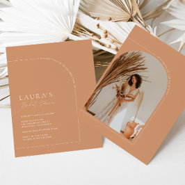 Boho Pink Minimalistisch Arch Foto Brautparty Einladung