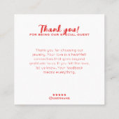 Boho Pink Minimalistisch Art Necklace Display Quadratische Visitenkarte (Rückseite)